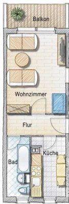 Studenten/-Schüler oder Singlewohnung mit Balkon - Erstbezug nach Sanierung