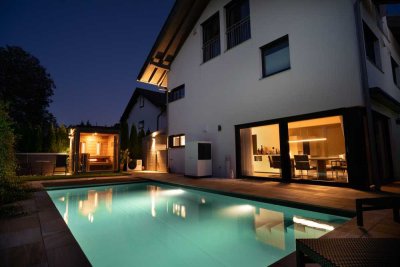 Neu- hochwertige DHH in massiver Holzbauweise mit vielen Highlights, Pool, in begehrter TOP-Lage