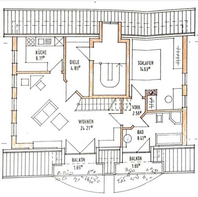 Unmöblierte 2,5-Zimmerwohnung mit Balkon in Lindau Oberreitnau