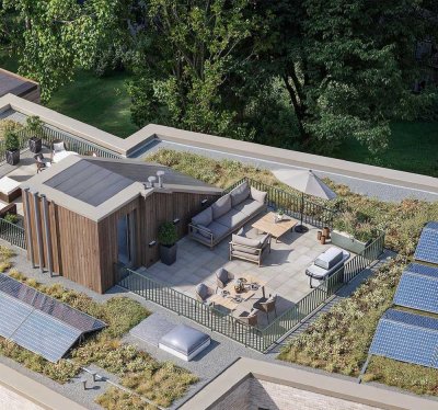 Traumhafte Endetage mit Balkon und 32 m² Dachgarten