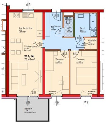 Top2/14-Erstbezug-3Zimmer-2.OG-Balkon-2PKW-Einstellplätze-Miete mit Kaufoption