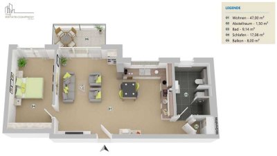 2-Zimmer-Wohnung mit Balkon – durchdachter Grundriss