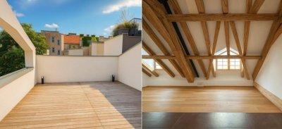 4-Zimmer-Dachgeschoßwohnung mit Galerie &amp; Terrasse in unmittelbarer Nähe zum Karmelitermarkt