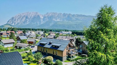 GARTENWOHNUNG I EXKLUSIVER NEUBAU I TIEFGARAGE I STILVOLLES ALPENIDYLL MIT GRIMMING BLICK I PROVISIONSFREI I AB SOFORT I TOURISTISCHE VERMIETUNG I PROJEKT ALPINE SUITE SPOT I