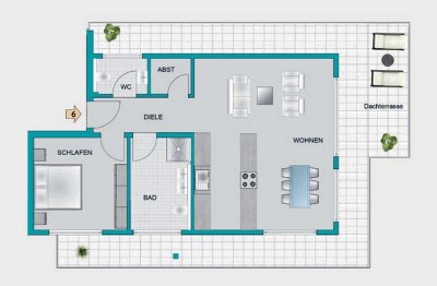 Penthousewohnung mit umlaufender Terrasse