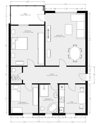 Vollständig renovierte 3-Zimmer-Wohnung mit Kellerraum, Bad und WC, Balkon und Garage in Durmersheim