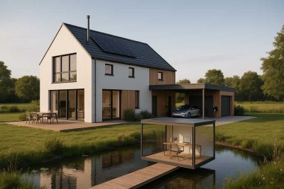 Designvilla in Alleinlage mit Floating-Galerie, PV & Wärmepumpe - bei Süderbrarup