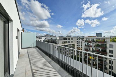 Exklusive 1-Zimmer-Penthouse-Wohnung, Einbauküche, Terrasse, Klima, großes Bad