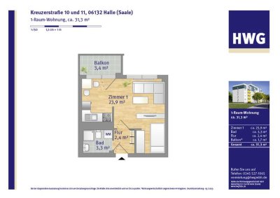 1-Zi. mit Balkon, Küche & Aufzug - für Senioren!