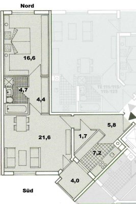 Zamillapark, abs. ruhige, helle 2 Zi-Wohnung, ohne Provision