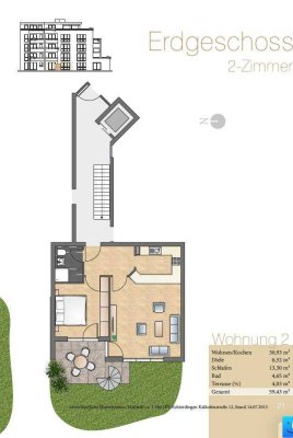 Moderne 2-Zimmer-Wohnung mit eigenem Garten in ruhiger Lage
