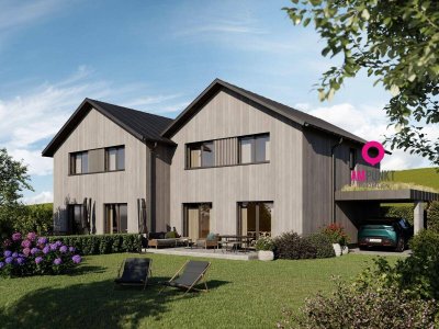 Erstbezug in Hallwang: Doppelhaushälfte vom Architekten geplant – Garten, Terrasse &amp; Carport