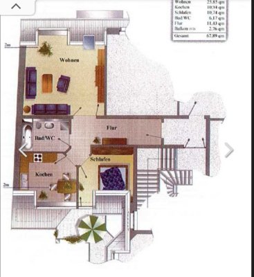 Schöne 2-Zimmer-Dachgeschosswohnung mit EBK und Balkon in Chemnitz