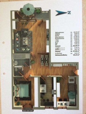 Großzügige 3 ½ Zimmer Wohnung in bester Lage in Augsburg-Göggingen Nordost zu vermieten