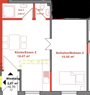 2 Zimmerwohnung, 38qm, 850€ warm
