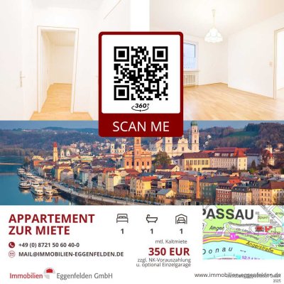 Passau! 1-Zimmerwohnung in begehrter Wohngegend mit Einzelgarage (250915)