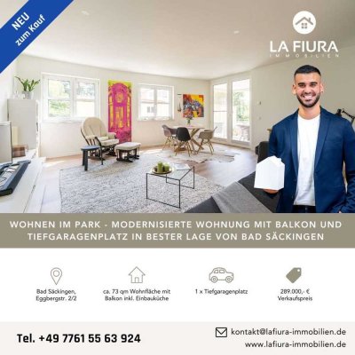 Wohnen im Park - sanierte und altersgerechte Wohnung mit Balkon und inkl. Tiefgaragenplatz