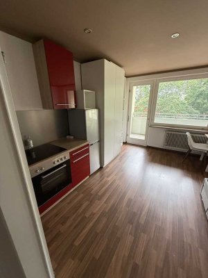 Vollständig renovierte und möblierte 1-Raum-Wohnung mit Balkon und Einbauküche in Fürth