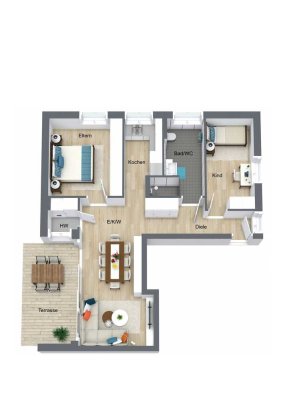 NEUBAU * 3-Zi WHG * 72,5QM WOHNOASE mit Terrasse uvm.