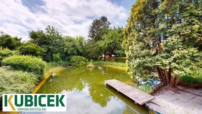 Kleine Villa, großer Schwimmteich.