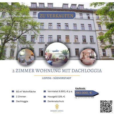 Sonnige 2-Raum Wohnung im Dachgeschoss mit
toller Loggia - Tageslichtbad mit Badewanne