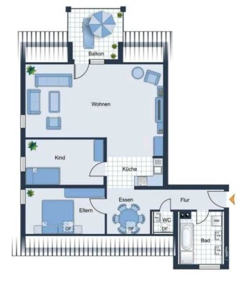 Freundliche 3,5-Raum-Dachgeschosswohnung mit EBK und Balkon in ostrach