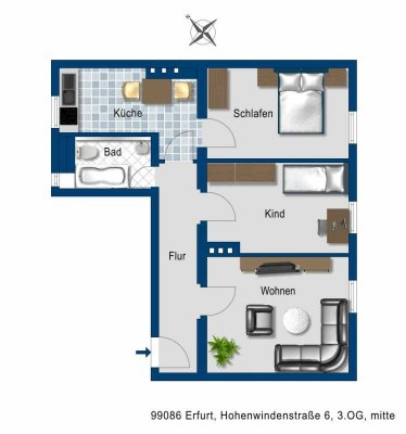 3 Zimmerwohnung in beliebter Wohnanlage
