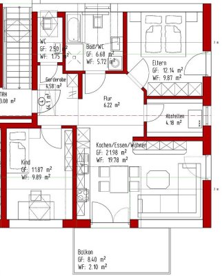 sonnige 3-Zimmer-DG-Wohnung mit Balkon und Panoramablick