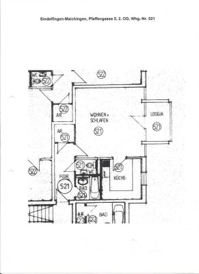 sonnige 1-Zimmer Wohnung in zentraler ruhiger Lage, OG,  Sindelfingen (gepflegt)