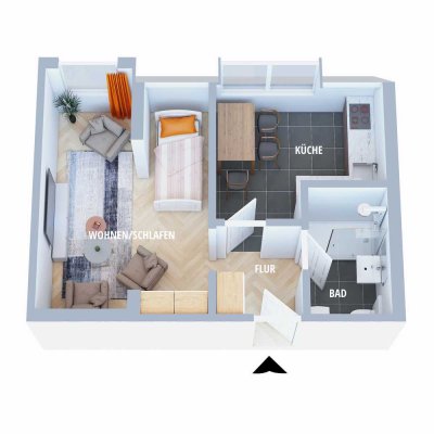 Attraktive und gepflegte 1-Raum-DG-Wohnung in Schönebeck