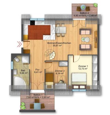 Helle 3-Zimmer Maisonette-Wohnung mit Balkon in Kelkheim (Taunus)