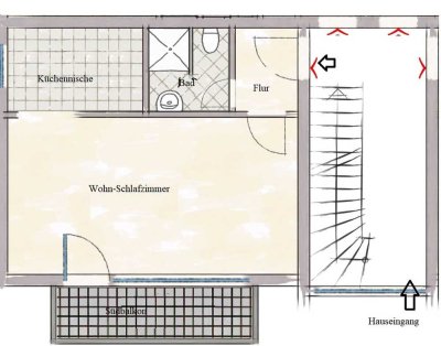 NUR FÜR 1 PERSON! Helle, sehr ruhige 1-Zi-Wohnung mit separatem Kochbereich und Südbalkon. Nähe S2