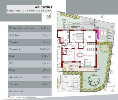 Moderne Erdgeschosswohnung mit 80 m² Garten!
