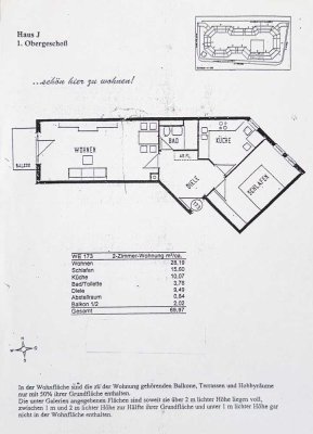 Großzügige 2-Zi.-Whg mit ca. 70qm WFL, Diele, WZ., Schlafz., EBK, W-Bad, W-Balk. in ruhiger Lage FFB