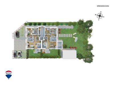 Moderne EG-Eigentumswohnung (Links) in Leer, Ostfriesland, Effizienzklasse A*, mit Terrasse, Gartena