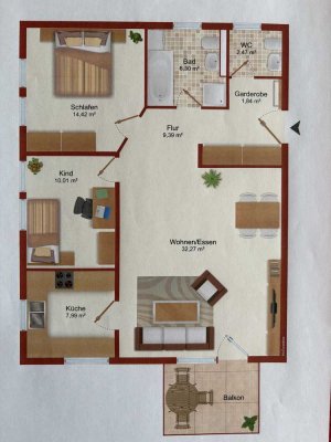 Ruhige 3 Zimmer - Wohnung in Diepersdorf 1. OG rechts