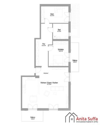 3-Zimmer-Wohnung mit großzügigem Wohnbereich und zwei Balkonen