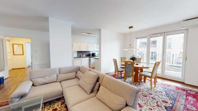 Exklusive, vollmöblierte Penthouse-Wohnung mit großzügiger Terrasse in ruhiger Lage im Europaviertel