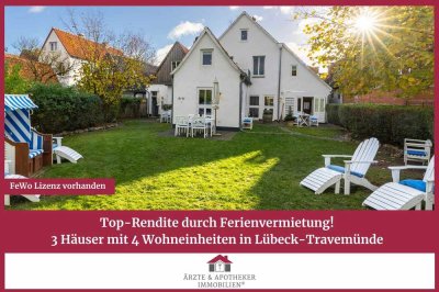 Top-Rendite durch Ferienvermietung!
3 Häuser mit 4 Wohneinheiten in Lübeck-Travemünde.