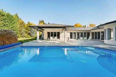 Architekten-Bungalow in Bad Fischau! Im Loftstil | Uneinsehbarer Garten | Pool und Wellnessbereich | Großzügige Garage