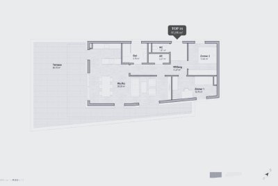 3 Zimmer Neubauwohnung (81,06 m²) mit großzügiger Dachterrasse in Geidorf/Graz