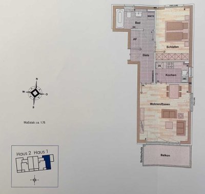 Neuwertige 2-Raum-Wohnung mit Balkon und Einbauküche