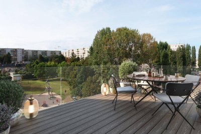 PENTHOUSE LIVING - 5 TERRASSEN - AUSBLICK - WÄRMEPUMPE - DECKENKÜHLUNG - UBAHN U1!