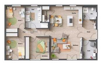 Aktionshaus zum Festpreis !! Massiver Bungalow, 131 qm, PVA, farbige Fenster, Fußbodenheizung, elekt