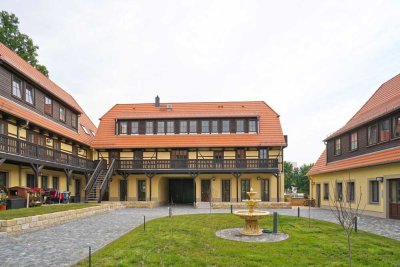 "Sächsischer Reiterhof": Balkon + Dusche