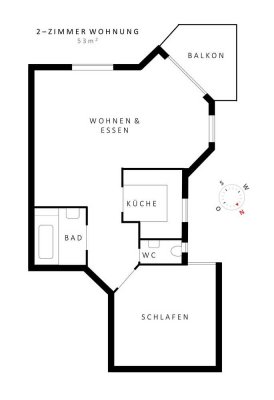 2-Zimmer Wohnung (53 qm) mit Balkon & Einbauküche in Neckartenzlingen