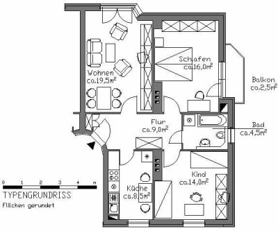 3-Zimmer-Wohnung – ca. 73,18 m² – mit Balkon – in Kürze verfügbar