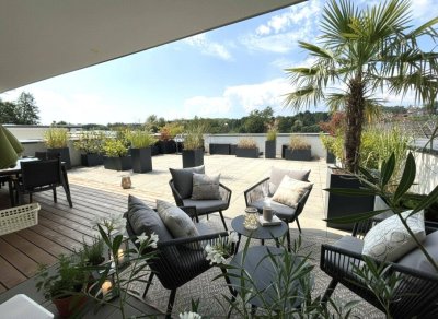 Premstätten - Exklusives, Penthouse mit traumhafter uneinsichtiger 92 m² Terrasse und zwei überdachten Stellplätzen!