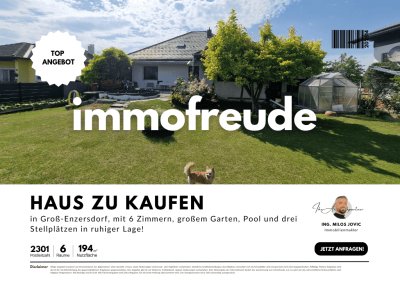 6 Zi -Einfamilienhaus mit großem Garten, Pool &amp; 3 Stellplätzen, in ruhiger Lage von Groß-Enzersdorf!
