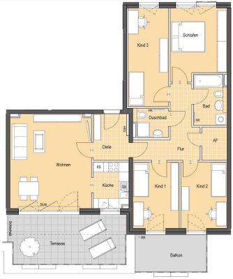 Wunderschöne, großzügige und möblierte Wohnung in ruhiger Lage